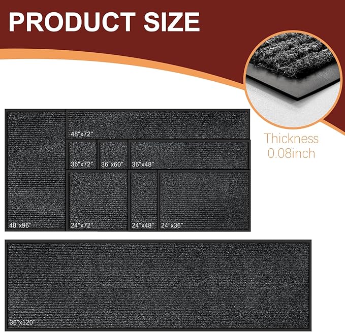 Vicwe Indoor Outdoor Door Mat,4'x8' Heavy Duty Front Door Mat, Non-Slip Washable Doormats Entrance Mats, Dirt Resistant and Absorbent Doormat, Commercial Outdoor Entrance Floor Mat for Home Office