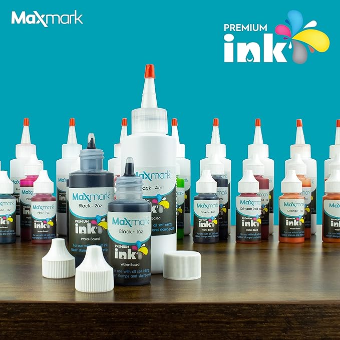 MaxMark Premium Refill Ink for self Inking Stamps and Stamp Pads, Green Color - 4 oz.