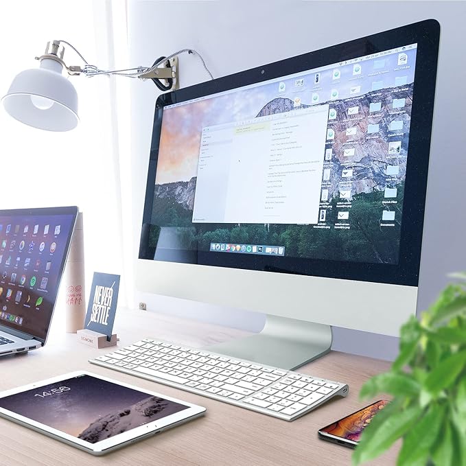 iClever BK10 Bluetooth Keyboard, Universal Bluetooth 5.1 Wireless Keyboard with Number Pad, Ergonomic Design, Multi-Device Compatibility, Stable Connection for Mac, iPad, iPhone, Android, Windows