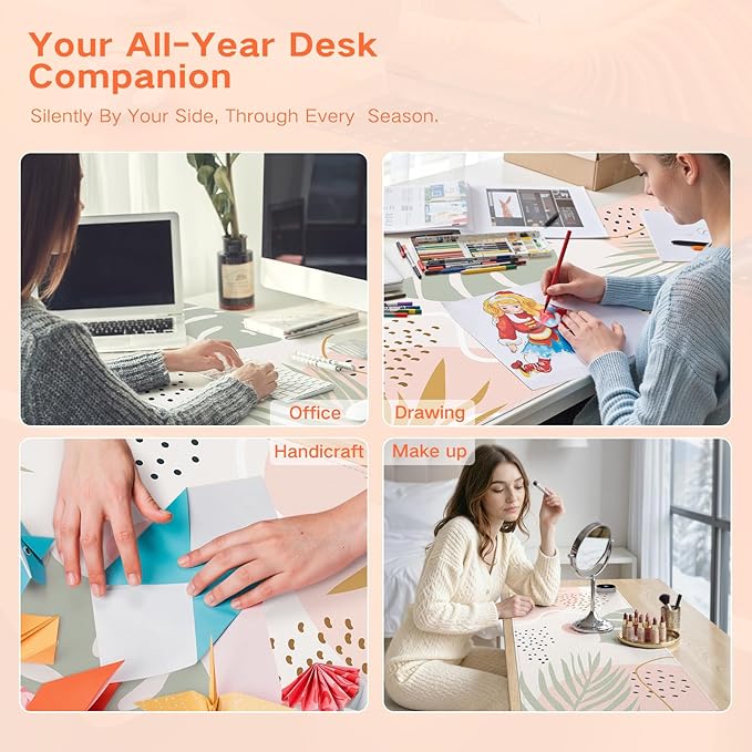 iCasso Heated Mouse Pad Hand Warmer, Heated Desk Pad, 35.4" x 15.7" Warm Desk Protector Mat with 4 Heating Levels for Computer Keyboard, XXL Large Mousepad for Home Office Work (Morandi)