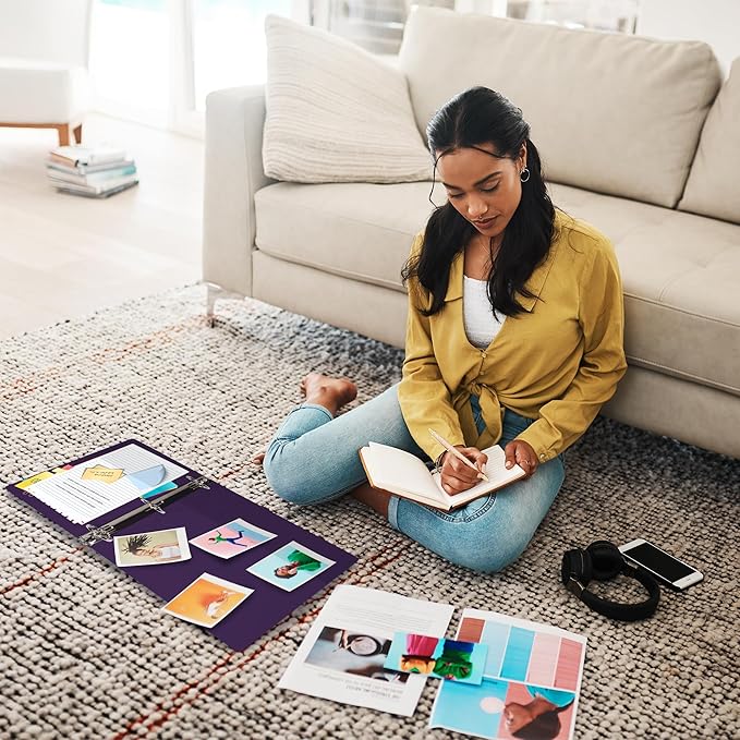 Samsill Durable 1.5 Inch Binder, Made in The USA, D Ring Binder, Customizable Clear View Cover, Plum Purple, Holds 350 Pages