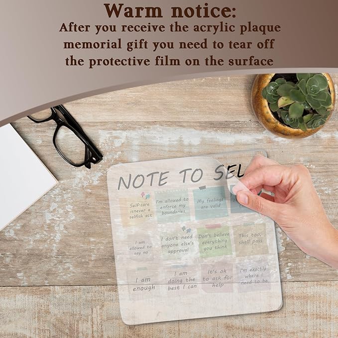 Note to Self Words Motivational Acrylic Decorative Sign, Inspirational Office Gifts for Women, Mental Health Therapy Gifts for Friends, Students, Counselor, Coworker and Boss, Room Decor for Teen Girls