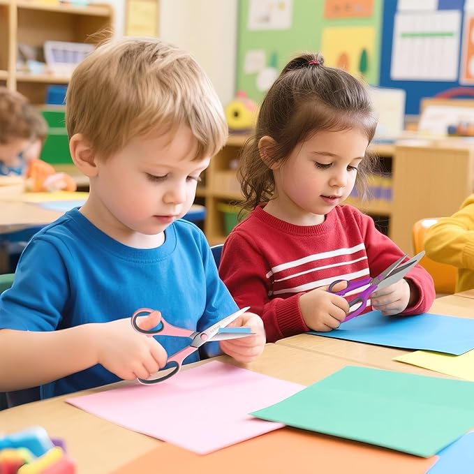 Purple Scissors Pack, Rkqoa 8" Scissors All Purpose - Comfort-Grip Sharp Shears for Office School Sewing Fabric Craft Art Supplies, Teacher/Class Everyday use, Classroom Must have