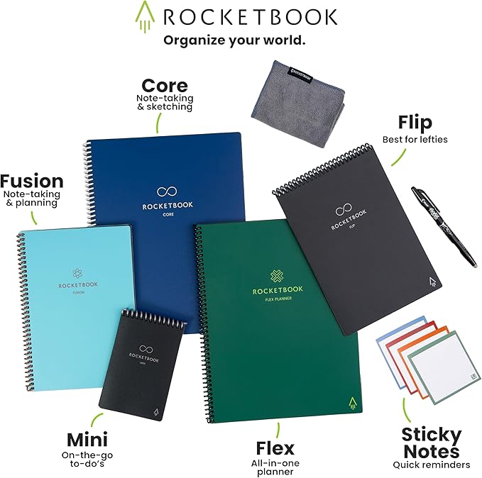 Rocketbook Fusion Hybrid Reusable Planner and Notebook in One, Additional Blank Pages, Goal and Project Tracker, Undated Planner, Executive Size 6x8.8, Black (Pack of 1)
