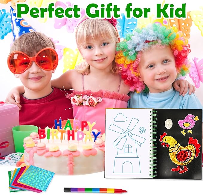 FUNNYB&G Foil Art Craft for Kids - Christmas Crafts Gift Party Favors Stocking Stuffers for Kids Fun Art Supplies Creative Birthday Gift Travel Toys for Girls Boys 4 5 6 7 8 9 Years Old (Farm)