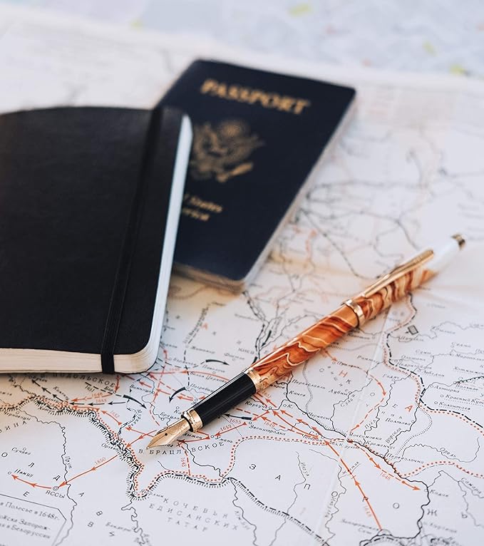 Cross Wanderlust Refillable Rollerball Pen Presented in a Luxury Gift Box - Medium Point, Black Ink,