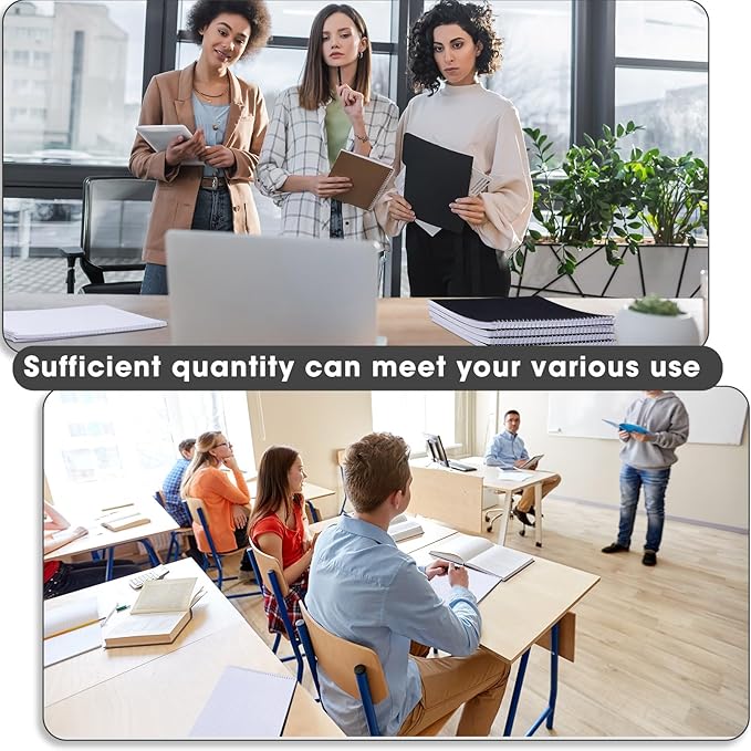 Faccito 6 Pack Top Steno Spiral Notebooks Bulk Top Bound Steno Pads Spiral Book11 x 8-1/2" 100 Sheets College Ruled Paper Notebooks for Office School University Work Supplies (Black)