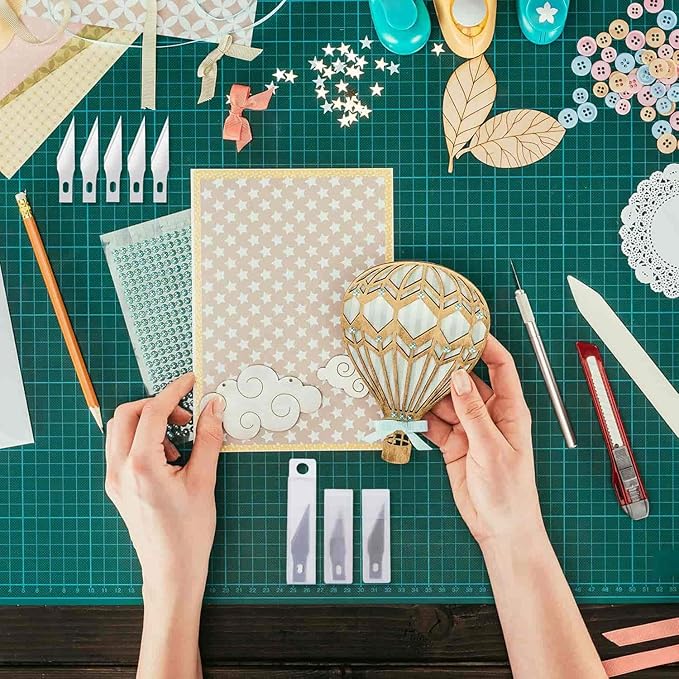 Anezus Craft Knife Precision Cutter and Self Healing Cutting Craft Mat Hobby Knife Set with 30 PCS Knife for Art Hobby Craft Scrapbooking Stencil