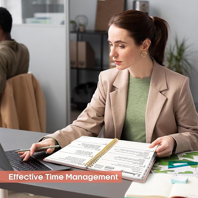 2026 Planner, Weekly and Monthly Calendar Planner, January 2026 - December 2026, Hardcover 2026 Calendar Planner Book with Tabs For Women & Men, Inner Pocket, Spiral Bound, Perfect for Office Home School Supplies - A4 (8.5" x 11"), Pink