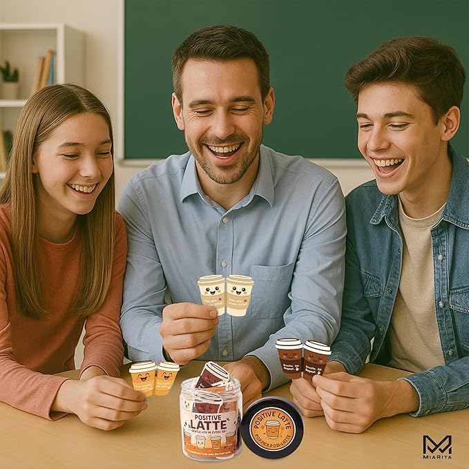 Positive Latte Affirmation Jar β 60pcs Cute Emotional Support Lattes β Coffee Gifts for Women, Menβ Gift for Coffee Lovers, White Elephant Gifts for Coworker, Boss, Teacher, Teens, Teen Girl Gift Trendy Stuff