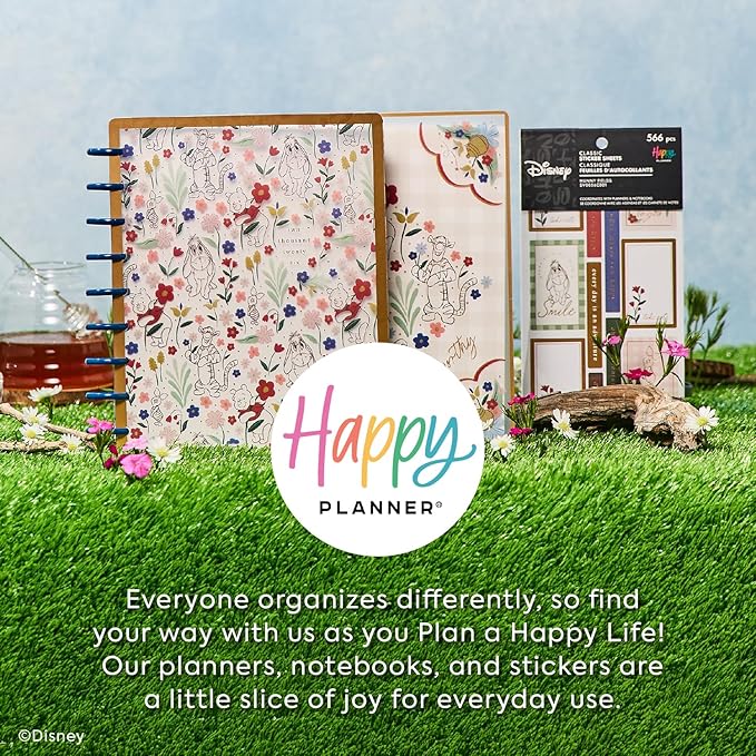 Happy Planner Disney Winnie-The-Pooh 30-Sheet Sticker Set for Planners, Calendars, and Journals, Easy-Peel Stickers, Scrapbook Accessories, 566 Stickers Total, Hunny Fields