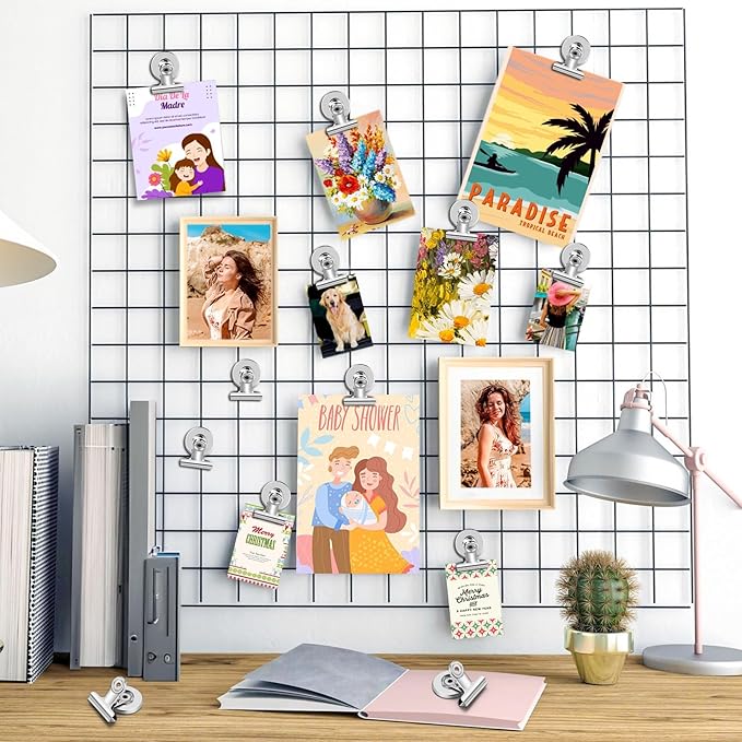 90 Pack Fridge Magnet Refrigerator Magnets, Strong Magnetic Clips Whiteboard Magnets, Magnet Clips Heavy Duty, Clip Magnets for Photo Displays, Home, Office, Classroom (Silver)