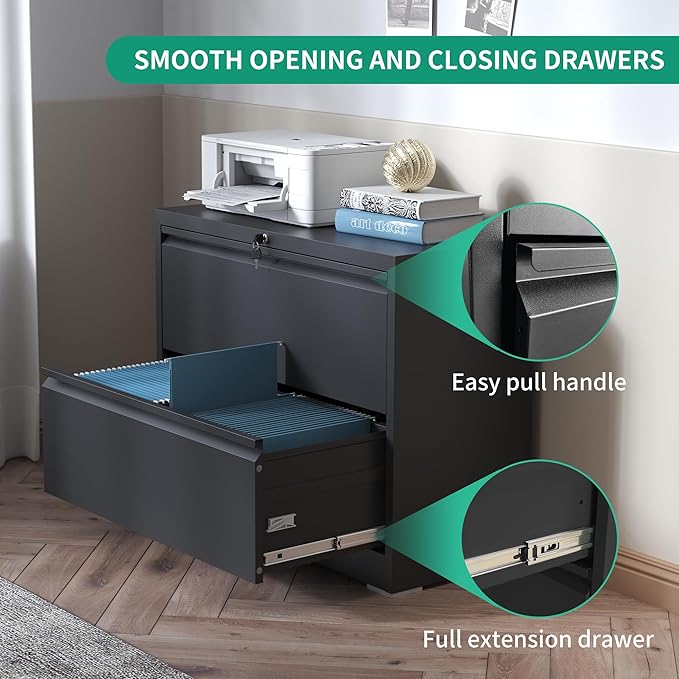 3 Drawer Lateral File Cabinets with Lock,Metal Lateral Filing Cabinet for Home Office,Wide Steel Storage Cabinet Commercial Drawer Cabinets for Legal/Letter/A4 Size Files Assembly Required