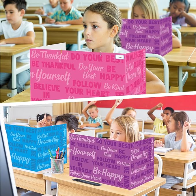 Cinrobiye 24 Pcs Inspirational Privacy Folders Standard for Students Cardboard Shields Test Privacy Boards Motivational Words Desk Dividers Shield for Classroom School Study Supplies (Classical)