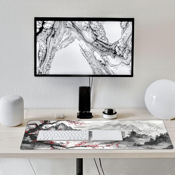 35.4 x 15.7 in, Waterproof XXL Large Mouse Pad for Desk, Extended Keyboard Mouse Mat for Computer Office, Big Laptop Mouse pad, Gaming Pc-Japanese Watercolor Cherry Blossom