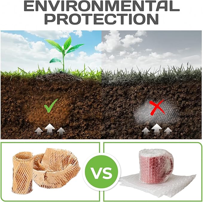 HexcelWrap Mini - Honeycomb Packing Paper, Eco-Friendly, Sustainable Paper Bubble Wrap for Shipping & Moving, Cushioned Packing Material in Dispenser - Natural, Pallet of 112, 12" x 300'