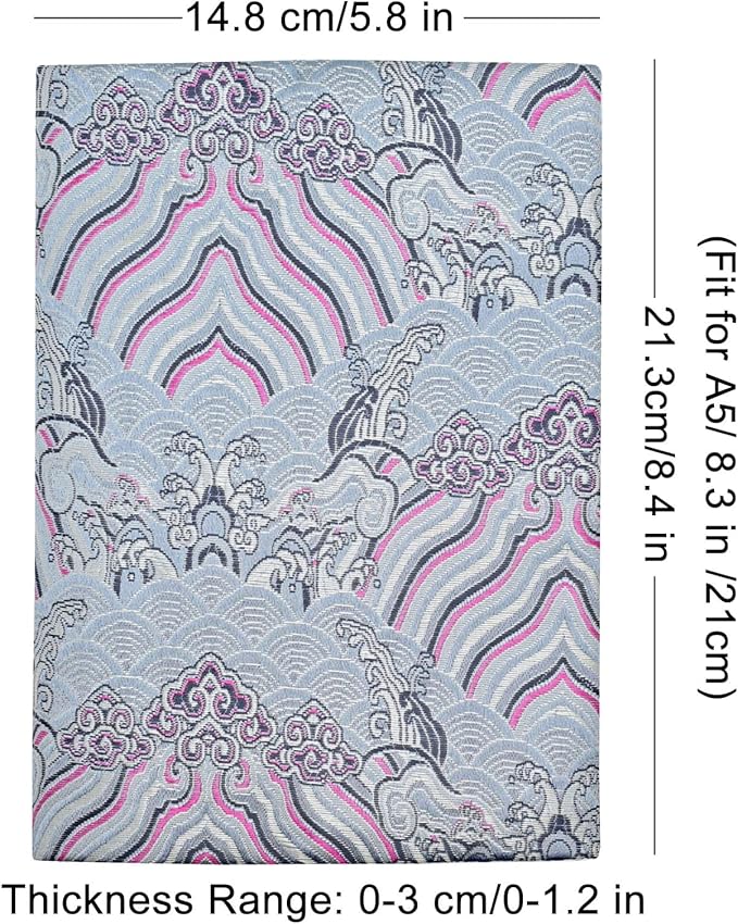 BLBMH A5 Book Covers with Bookmarks Adjustable Fabric Paperbacks Book Cover for Privacy Hardcover Softcover Novels Notebook Protector Fit for 5.5x8.3 inch - Chinese Grey