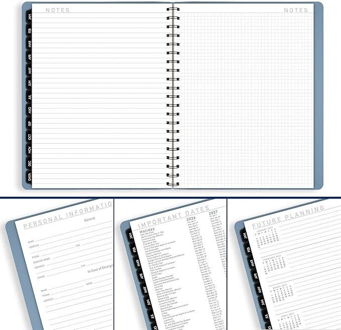 AT-A-GLANCE 2026 Planner, Weekly & Monthly, 8.25" x 11", Large, Contemporary Lite, Slate Blue (70940X2026)