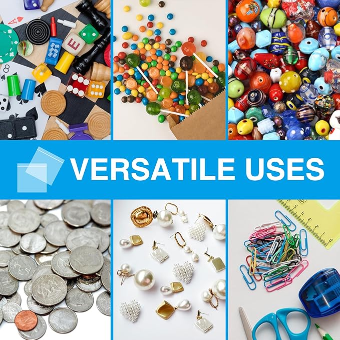 240Pcs 3x3 Zip Lock Bags, Clear Small Plastic Baggie for Pills, Rings, Snacks, Reclosable Seal