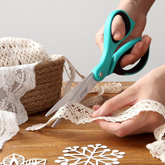 LIVINGO Scissors All Purpose Heavy Duty - 3 Pack 8.5” Blue Sharp Shears for Office Home and School Crafting Sewing Cutting Paper Fabric