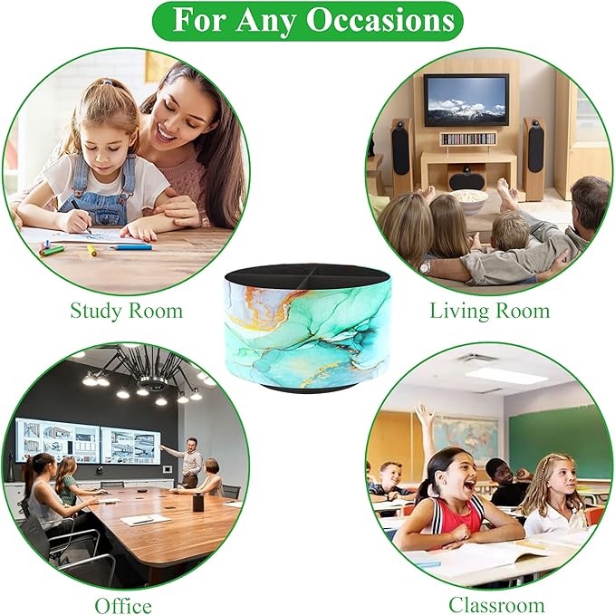 Hennaja Round Leather Art Supply Organizer,Remote Control Holder,360 Degree Rotating,Multi-Functional Pencil Holder,4 Compartments Desktop Stationary Organizer(1-Splash Ink)