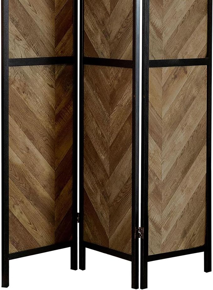 NicBex Room Divider 3 Panel Room Dividers with Herringbone Pattern Partition Room Dividers and Folding Privacy Screens Wall Divider for Home, Room Separation,52"W x 0.75"D x 70.25"H, Rustic Tobacco