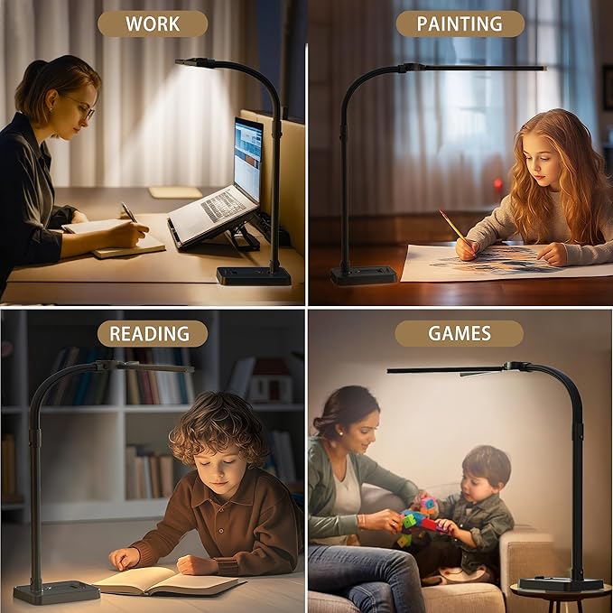 Desk lamp,Led Desk Lamp for Office Home - Eye Caring Architect lamp, 24WDual Screen Computer Monitor Adjustable Smart Desk lamp, Suitable for Home/Office/Bedroom