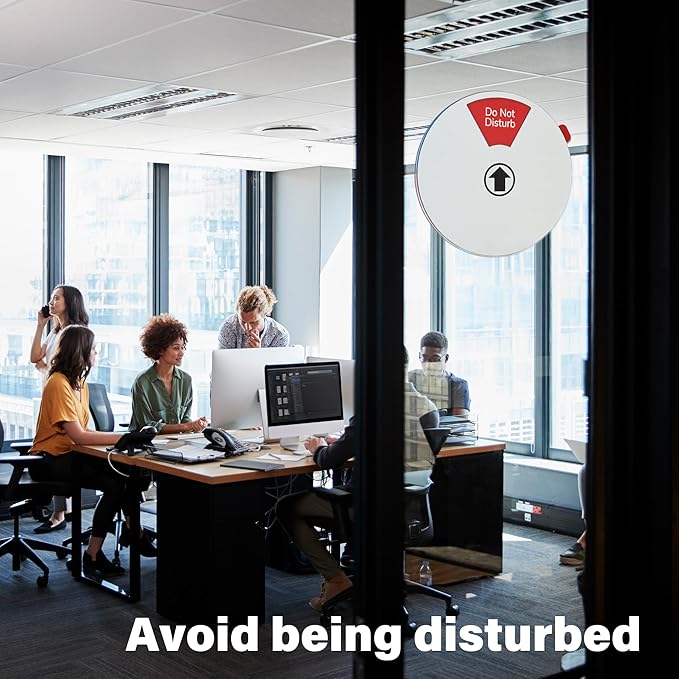 Office Door Signs, Do Not Disturb, In a Meeting, Working Remotely, Out of Office, Back Soon, Please Knock, 6 Options Privacy Wheel Sign, Business Status Indicator For Work, 6 inch Sliver 2PK