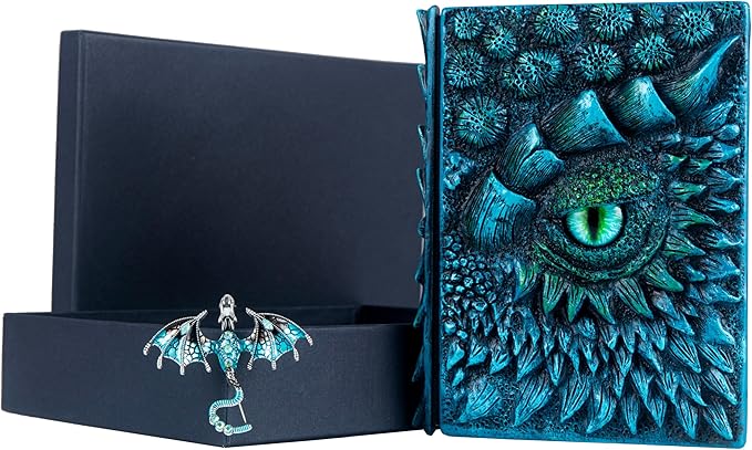 3D Dragon Eye Embossed Journal,Resin Engraving Notebook,Dnd notebook for Dragon Lovers ,Blank Paper,Hardcover Travel Notepad for Writing,Sketchbook,Collection,Gift,Decoration A4 and A5 Size (A5-Blue