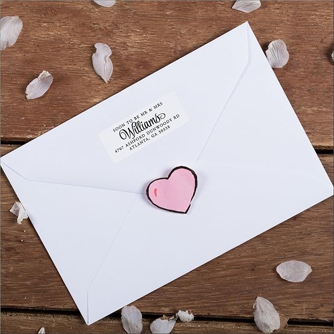Return Address Labels - Custom Printed Personalized Stickers for Envelopes and Mail, 250 Adhesive Peel and Stick Labels, White by PrettySweetParty (Serif and Script)