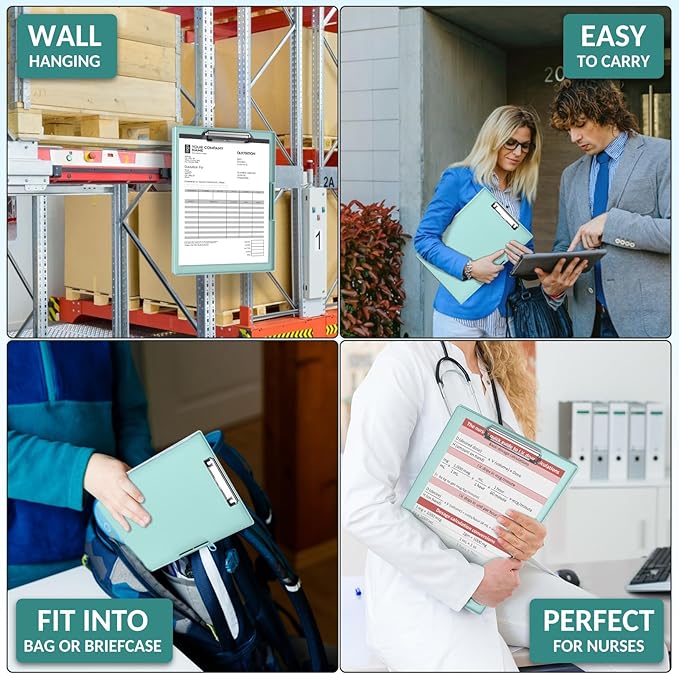 Sooez Clipboard with Storage, Heavy Duty Cleaview Clip Boards 8.5x11 with Dual Storage, Dry Erase Plastic Nursing Clipboard, High Capacity Clipboards Folder for Teacher Nurse, School & Office Supplies