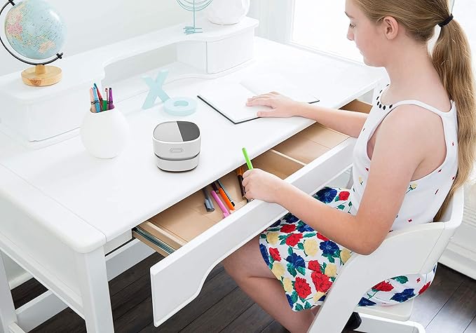 ODISTAR Desktop Vacuum Cleaner,Mini Table dust Sweeper Energy Saving with auto Power-Off Function,High Endurance up to 400 mins,Cordless&360º Rotatable for Keyboard/Home/Office (White USB Charging)