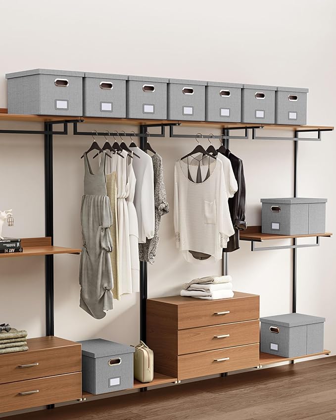 2 Pack File Storage Organizer, Filing Box, Portable File Box with Lid, Fit for Letter/Legal File Folder Storage, Document Organizer, Gray