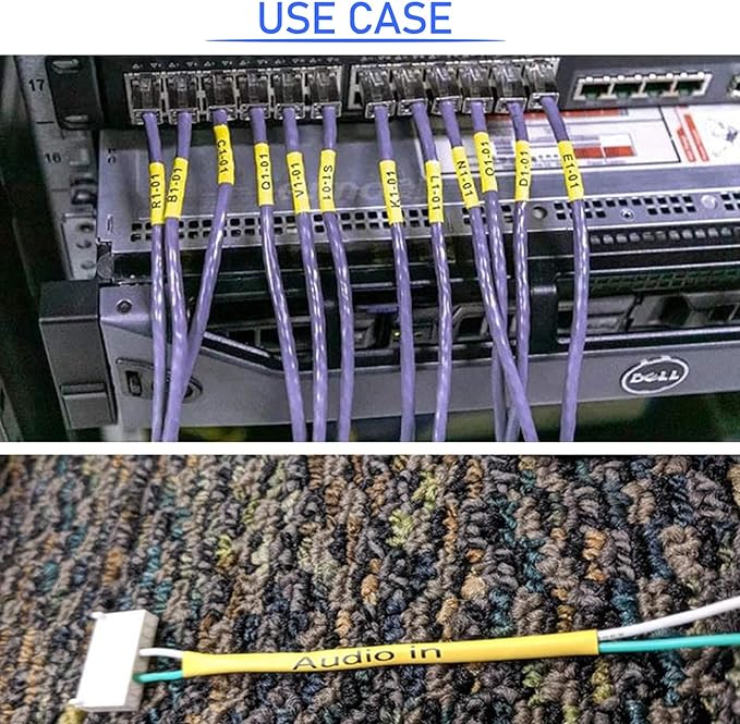 10PK Compatible for Ptouch HSe-641 HSe641 HS-641 HS641 Black on Yellow 17.7mm 0.69'' Heat Shrink Tubing for Wire Cable for PT9200dx PT9400 PT9500pc PT9600 Label Maker Tape