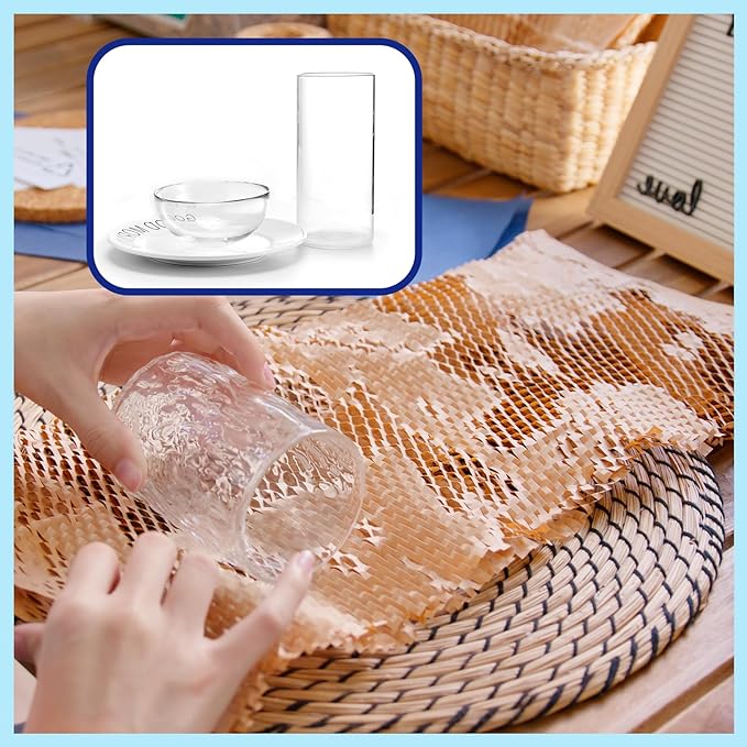 METRONIC 15" x 28" Honeycomb Packing Paper Sheets for moving 100 Pcs, Wrapping Paper for Bubble Cushioning Wrap and Shipping Packaging, Biodegradable & Fully Recylable, Brown