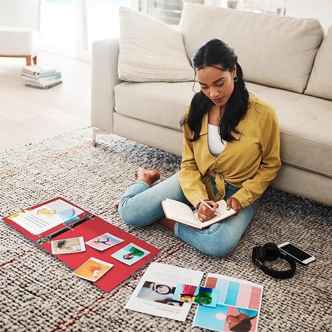 Samsill Durable 1 Inch Binder, Made in The USA, D Ring Binder, Customizable Clear View Cover, Ruby Red, Holds 225 Pages