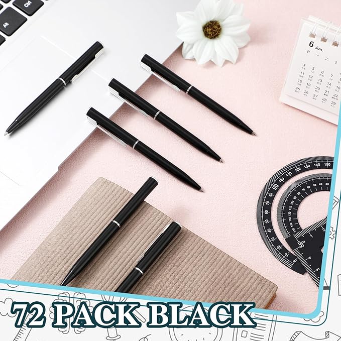 Teling 72 Pcs Small Ballpoint Pen Mini Pens Bulk 4 Inch Short Small Tiny Black Ink Ballpoint Writing Tool for Notebook Pockets Signature Notepads School Office(Black,Classic Style)