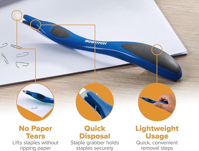 Bostitch Office Professional Push Style Easy Staple Remover, Blue (30000-BLUE)