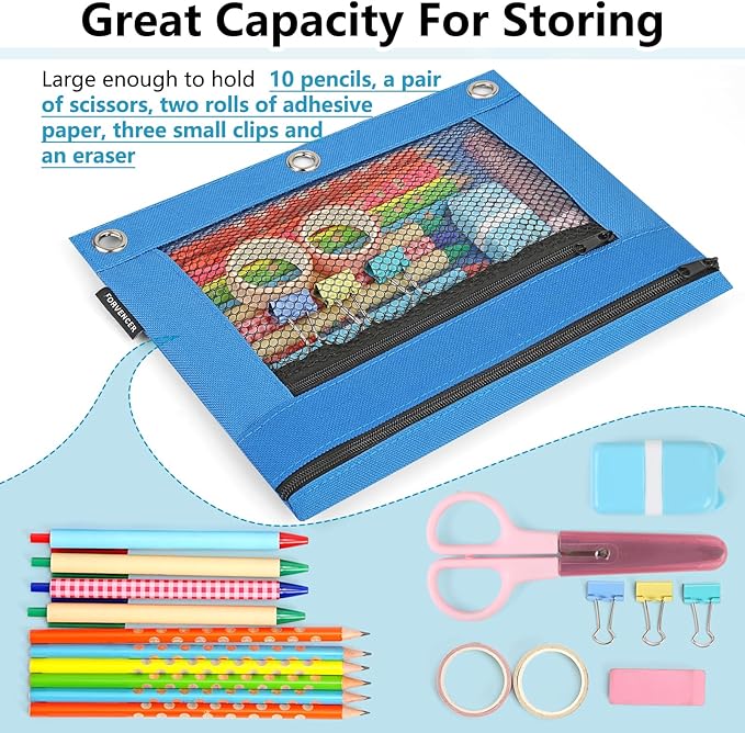 Forvencer Adorable Zipper Pencil Pouch, Cute Zipper Pouch for 3-ring Binders, Sturdy Binder Pouch with Smooth Zippers, Perfect for Students & Back to School, Portable Pencil Bag, Yellow