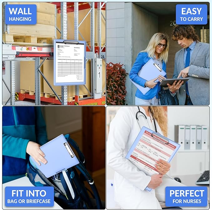 Sooez Clipboard with Storage, Heavy Duty Cleaview Clip Boards 8.5x11 with Dual Storage, Dry Erase Plastic Nursing Clipboard, High Capacity Clipboards Folder for Teacher Nurse, School & Office Supplies