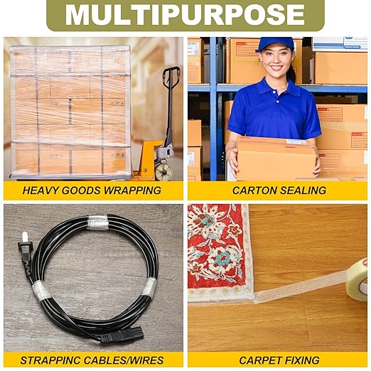 Treela 30 Rolls Filament Strapping Tape 5.5 Mil Transparent Reinforced Fiberglass Heavy Duty Packing Shipping Tape for Sealing Binding Fixing (1 Inch X 60 Yards)