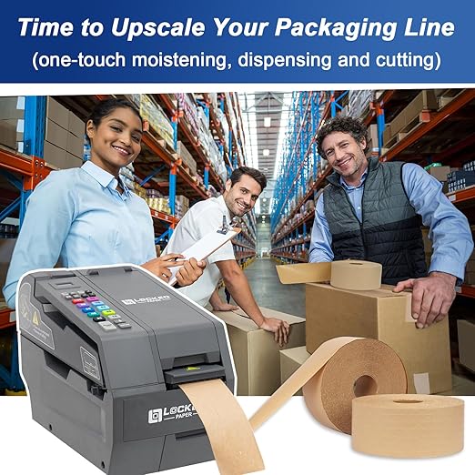 Water Activated Kraft Paper Tape – 5 Reinforced Fibers, 127gsm, 2.75" x 450ft, 2 Rolls – Heavy Duty for Shipping, Moving & Industrial Packaging