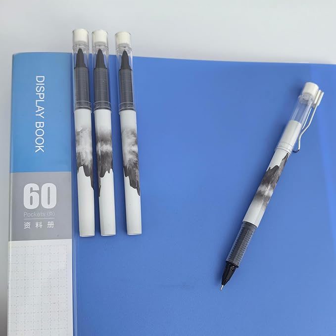 Fengtaiyuan LQB05P12 Straight Liquid Ballpoint Pen - Black Ink, 0.5mm Bullet Head, Smooth Writing, 12 Count (Black05P12)