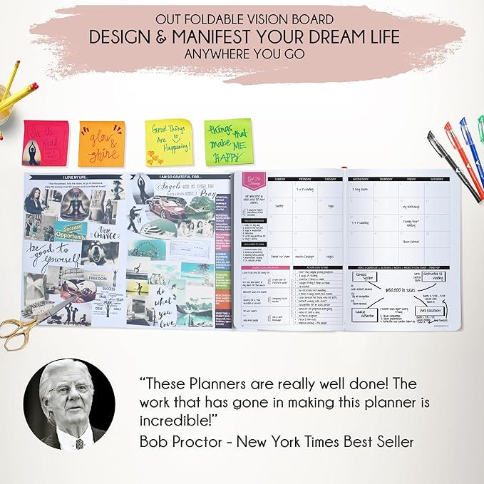 2026 Planner Weekly and Monthly | Law of Attraction Planner with Panduo App | A 12 Month Journey for Productivity, Gratitude & Goal Setting | Includes Foldable Vision Board, Gift Box & Stickers