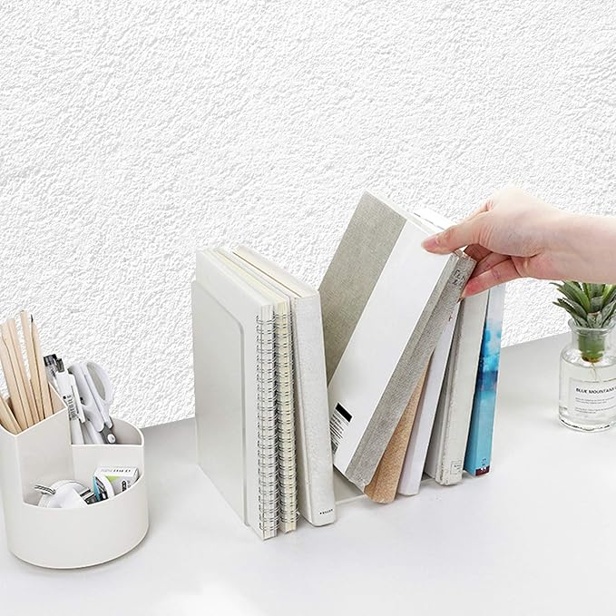 Lulonpon 6 Pieces Book Ends, Bookend, Books Ends for Shelves, Books Ends for Heavy Books, Clear Bookends, Acrylic Bookends for School, Library,Desktop Organizer and Book Shelves