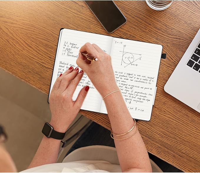 Lined Journal Notebook, 200 Pages, Leather Hardcover Notebooks, A5 College Ruled Thick Classic with Pen Loop Notebook Journals for Writing, for Women Men Office School, 5.75'' X 8.38'', Black