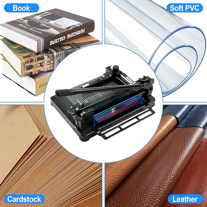 12" Guillotine Paper Cutter, Solid Steel Construction Paper Cutter for A4 Paper, 400 Sheet Capacity Guillotine Paper Cutter for Coupon, Craft Paper and Photos, Black