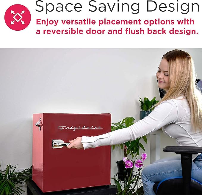 Frigidaire EFR176-RED 1.6 cu. ft. Retro Bar Fridge with Side Bottle Opener, Red