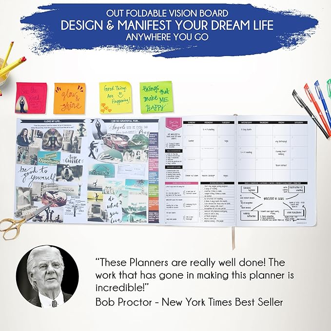 2026 Planner Weekly and Monthly | Law of Attraction Planner with Panduo App | A 12 Month Journey for Productivity, Gratitude & Goal Setting | Includes Foldable Vision Board, Gift Box & Stickers