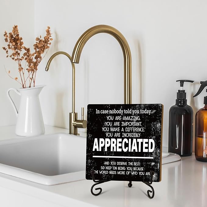 Funny Office Desk Decor, Appreciated Wooden Sign with Stand, Birthday Christmas Thank You Gifts for Women Men Leader Boss Mentor Coworkers, Cute Cool Desk Accessories for Home Office-B15